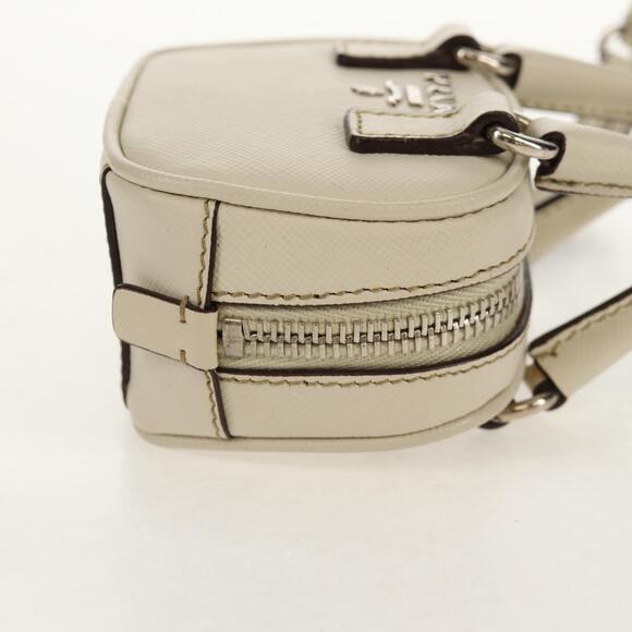 PRADA Pouch Safiano Ivory Silver Auth 157955V - Picture 4 of 16
